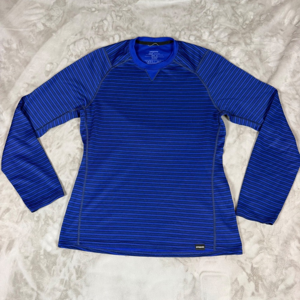 Patagonia Capilene 3 Midweight Blue Striped Polartec Base Layer Mens M 44422FA14